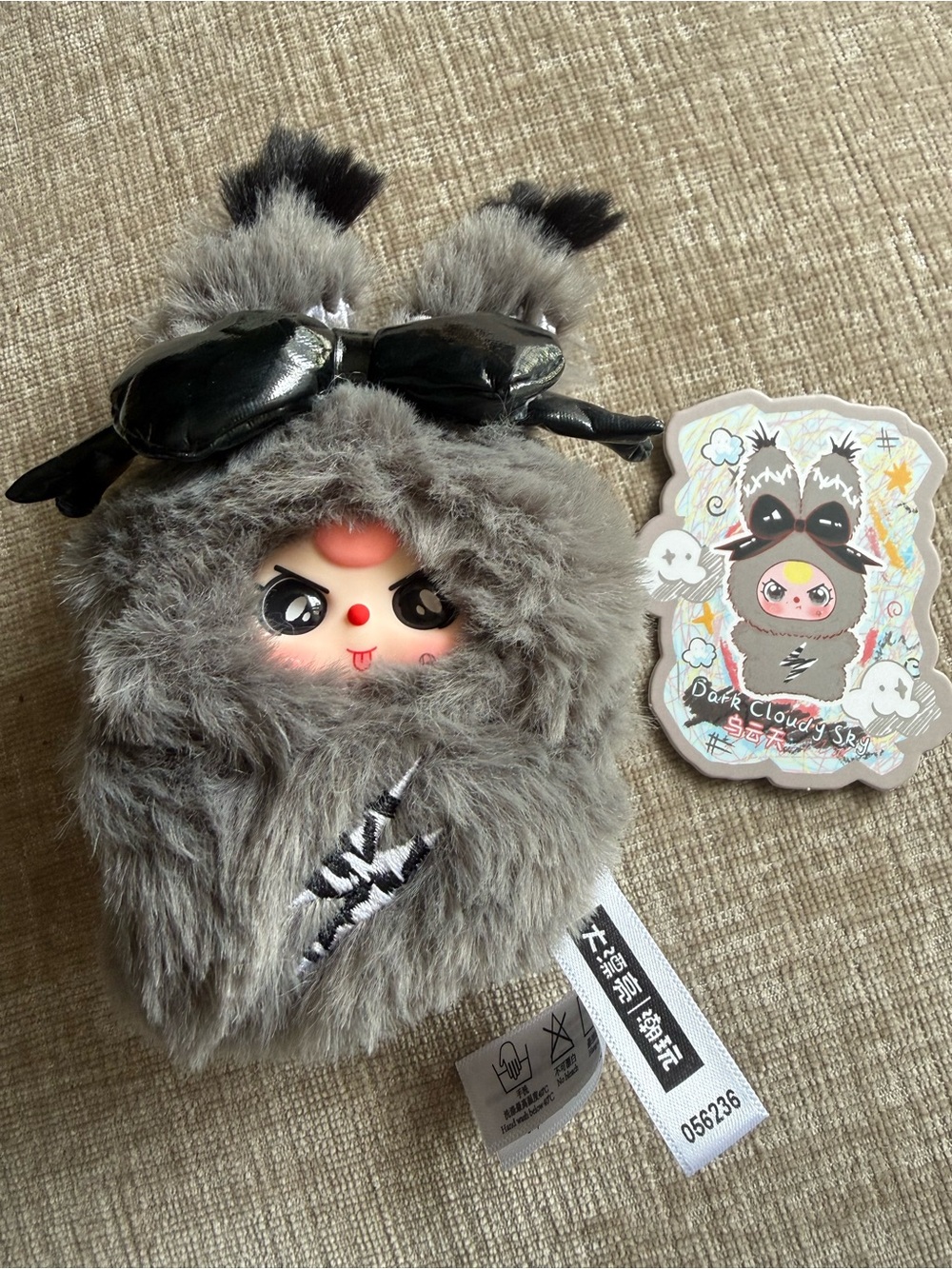 Baby three Weather guide plush / Gray Plush Bunny Doll Keychain -